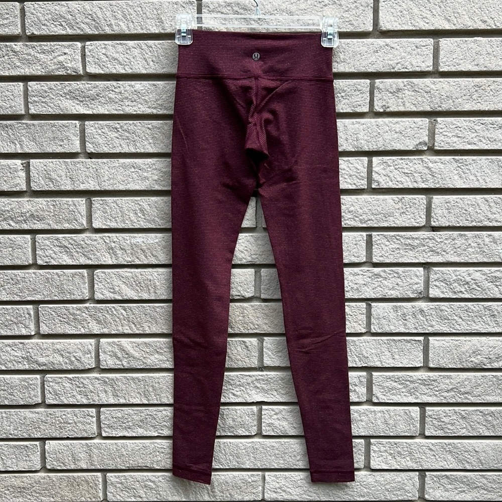Lululemon Wunder Under Tonka Stripe Bordeaux Drama/Bordeaux Drama Size 2 - Picture 8 of 12